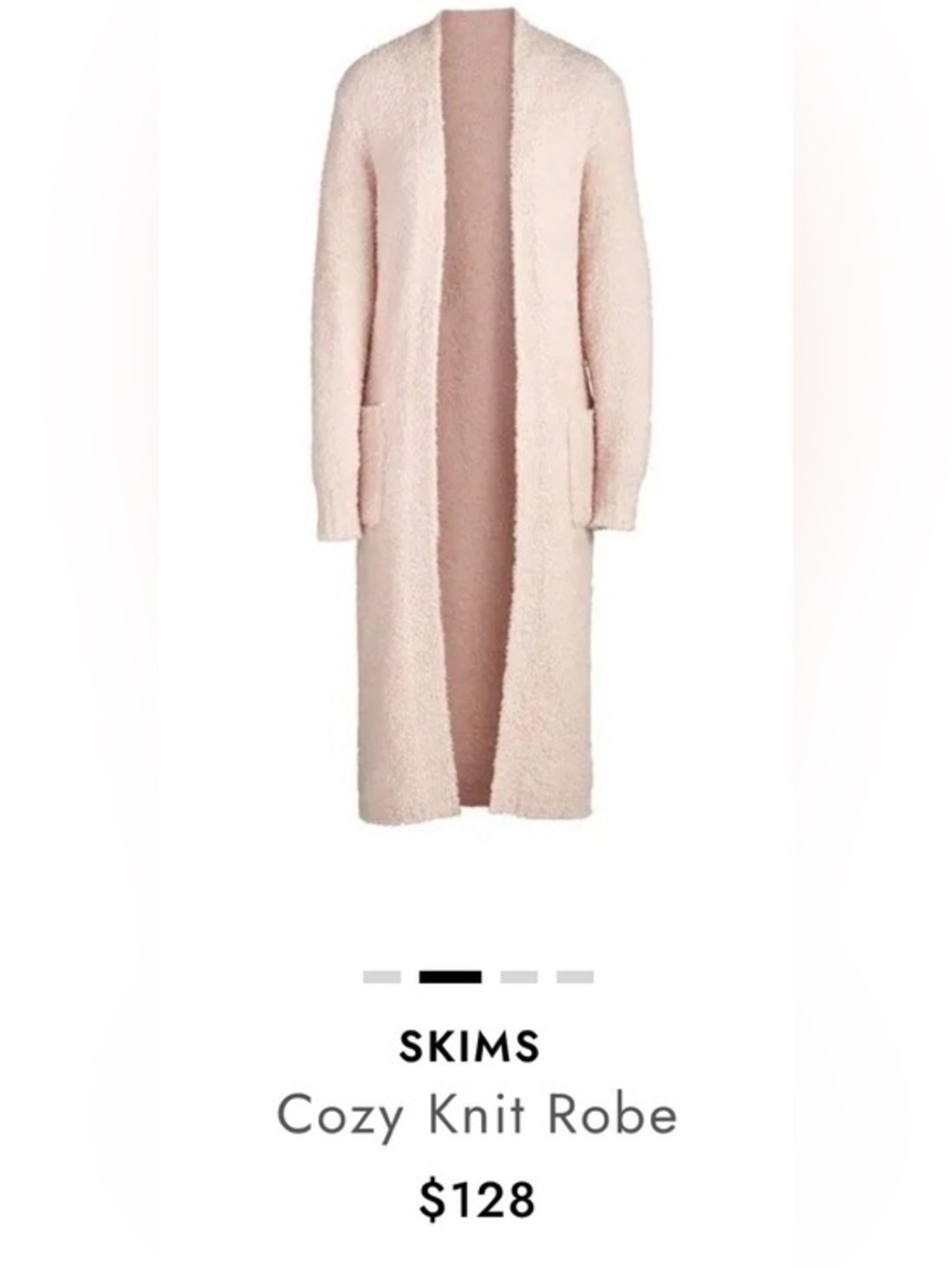 SKIMS Plush Loop-Knit Sweater robe  in Pale Blush size XS VGUC